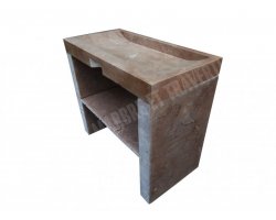 Travertin Noce Evier 100x50 10 cm Meuble 1 Bac  2
