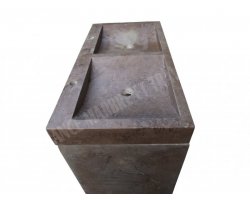 Travertin Noce Évier 100x50 10 cm Meuble 2 Bacs 2