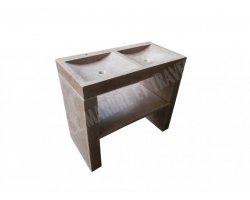 Travertin Noce Évier 100x50 10 cm Meuble 2 Bacs 2