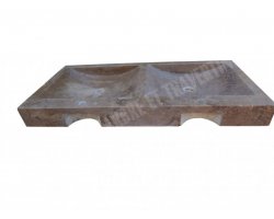 Travertin Noce Évier 2 Bacs 100x50 10 cm Adouci 2