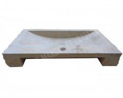 Travertin Beige Évier 70x40 10 cm Robinet Éclate  2