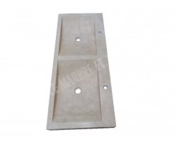 Travertin Beige Évier 2 Bacs 120x50 10 cm Adouci 2