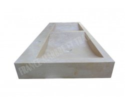 Travertin Beige Évier 2 Bacs 120x50 10 cm Adouci 2