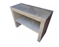 Travertin Beige Évier 120x50 cm Meuble 2 Bacs  2