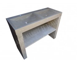 Travertin Beige Évier 120x50 cm Meuble 2 Bacs  2