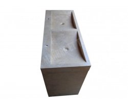 Travertin Beige Évier 120x50 cm Meuble 2 Bacs  2