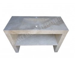 Travertin Beige Évier 120x50 cm Meuble 1 Bac  2