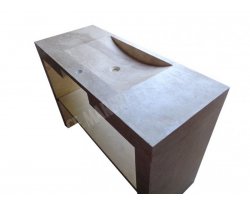 Travertin Beige Évier 120x50 cm Meuble 1 Bac  2