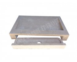 Travertin Beige Évier Design 90x50 12 cm Adouci 2