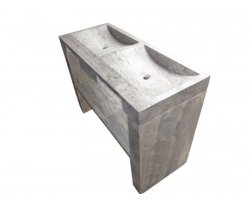 Travertin Silver Evier 120x50 10 cm Meuble 2 Bacs 2