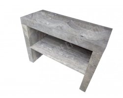 Travertin Silver Evier 120x50 10 cm Meuble 2 Bacs 2