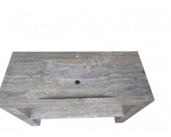 Travertin Silver Évier 120x50 10 cm Meuble 1 Bac Adouci 2
