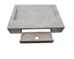 Travertin Beige Évier Design 50x70 12 cm Adouci 2
