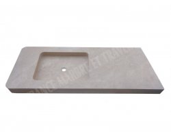 Travertin Beige Évier 1 Bac 155x63 10 cm Adouci 2