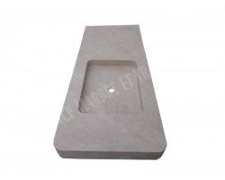 Travertin Beige Évier 1 Bac 155x63 10 cm Adouci 2