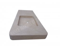 Travertin Beige Évier 1 Bac 155x63 10 cm Adouci 2