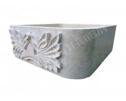 Travertin Beige Évier Motif 50x50 18 cm Adouci 2