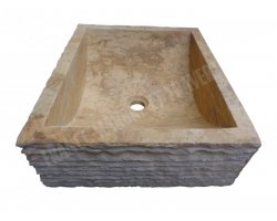 Travertin Jaune Évier 40x50 15 cm Strié 2