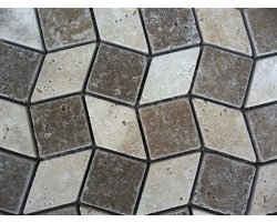 Travertin Beige & Noce Mosaïque Grand 3D Antique 2