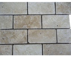 Travertin Beige Clair Mosaïque 4,8x10 cm Antique 2