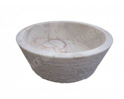 Marbre Afyon Jaune Vasque Mi-Conique Strié 2