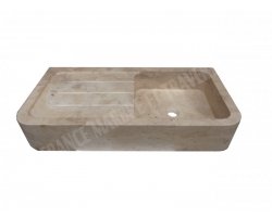 Travertin Noce Évier 1 Bac 90x46 15 cm Adouci 2
