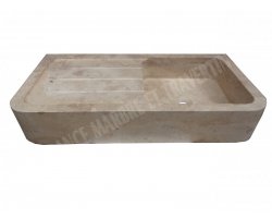 Travertin Noce Évier 1 Bac 90x46 15 cm Adouci 2