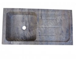 Travertin Gris Silver Évier 1 Bac 90x46x18 cm Adouci 2