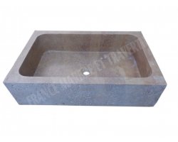 Travertin Noce Évier 70x40 18 cm Bouchardé 2