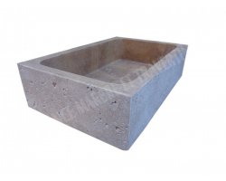 Travertin Noce Évier 70x40 18 cm Bouchardé 2