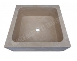 Travertin Beige Évier 1 Bac 50x50 15 cm Adouci 2