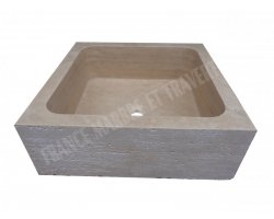 Travertin Beige Évier 1 Bac 50x50 15 cm Adouci 2