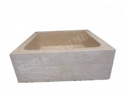 Travertin Beige Évier 1 Bac 50x50 15 cm Adouci 2