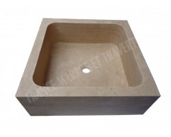 Travertin Beige Évier 1 Bac 50x50 15 cm Adouci 2