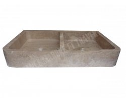 Travertin Noce Évier 2 Bacs 100x60 15 cm Adouci 2