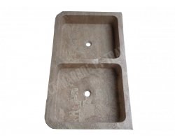 Travertin Noce Évier 2 Bacs 100x60 15 cm Adouci 2