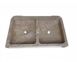 Travertin Noce Évier 2 Bacs 100x60 15 cm Adouci 2