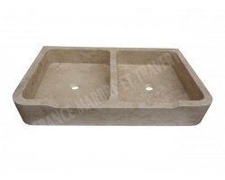 Travertin Beige Évier 2 Bacs 100x60 15 cm Adouci 2