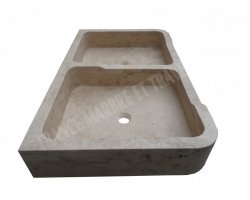 Travertin Beige Évier 2 Bacs 100x60 15 cm Adouci 2