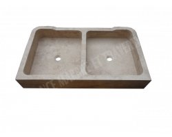 Travertin Beige Évier 2 Bacs 100x60 15 cm Adouci 2