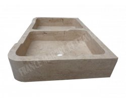 Travertin Beige Évier 2 Bacs 100x60 15 cm Adouci 2