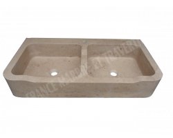 Travertin Noce Évier 2 Bacs 90x46 15 cm Adouci 2