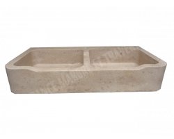 Travertin Noce Évier 2 Bacs 90x46 15 cm Adouci 2