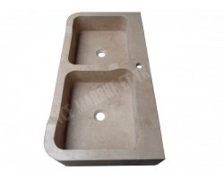Travertin Noce Évier 2 Bacs 90x46 15 cm Adouci 2