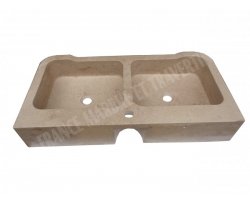 Travertin Noce Évier 2 Bacs 90x46 15 cm Adouci 2
