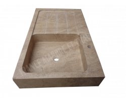 Travertin Noce Évier 1 Bac 100x60 15 cm Adouci 2