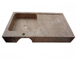 Travertin Noce Évier 1 Bac 100x60 15 cm Adouci 2
