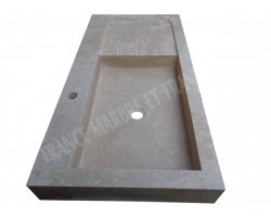 Travertin Beige Évier 1 Bac 90x46 15 cm Adouci 2