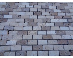 Travertin Beige & Noce Mosaïque 2,3x4,8 cm  2