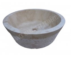 Travertin Beige Vasque Mi- Conique Strié  2
